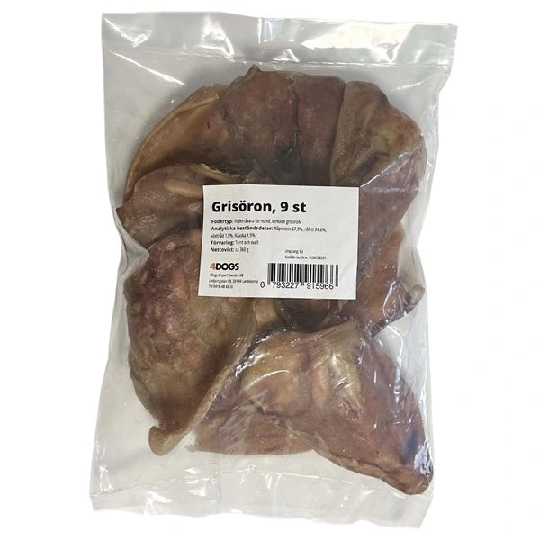 Tørket griseøre 9-pk - ca 360 gr