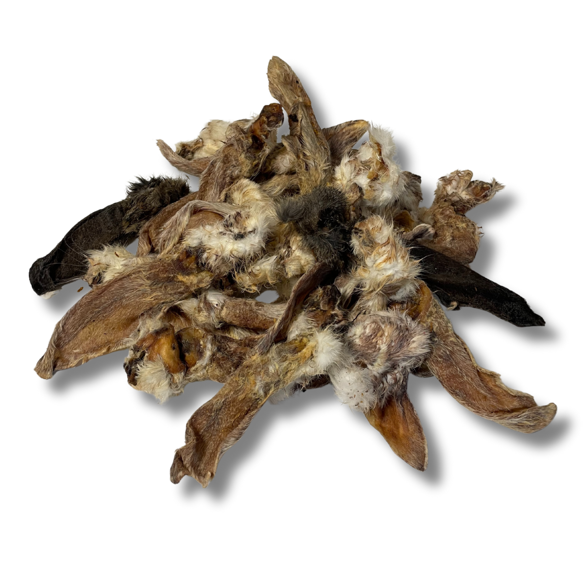 Tørket kaninøre med pels - ca 300 gr